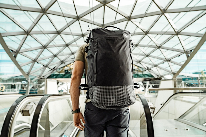Matador travel pack in an airport