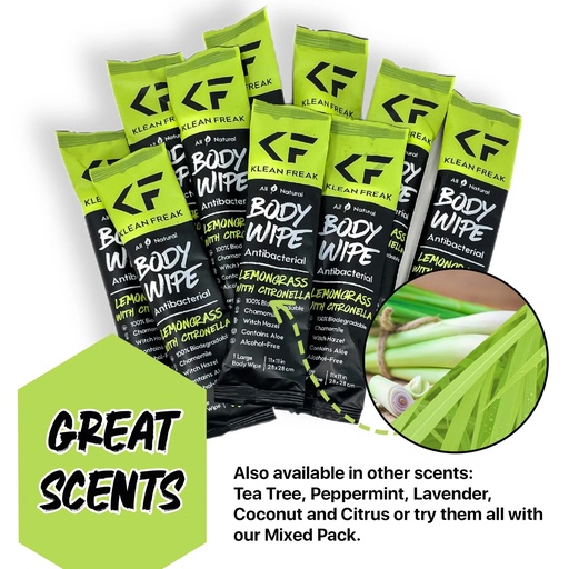 Klean Freak - Body Wipes - Dozen Pack - Lemongrass/Citronella