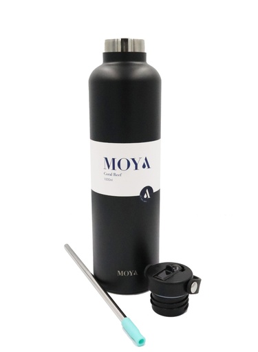 Moya "Coral Reef" 1L Insulated Sustainable Water Bottle Black