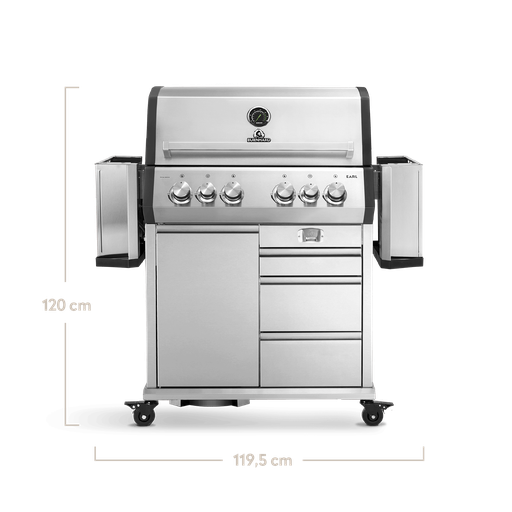 Burnhard Big EARL - 4-Burner Premium-Gas Grill 2025 with Stainless Steel with Cast Iron Grill Grate