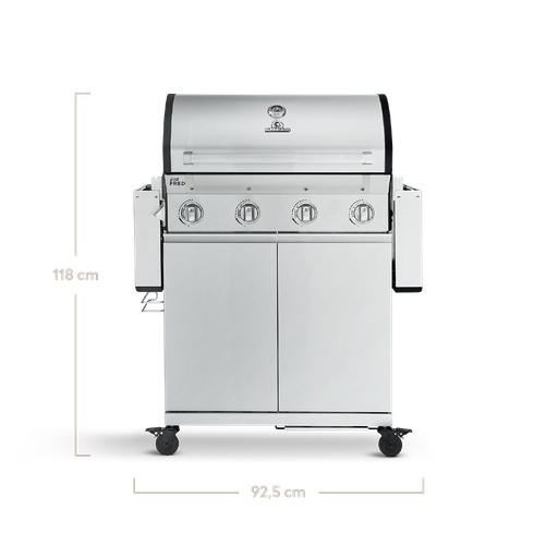 Burnhard Big FRED - 4-Burner Gas Grill Basic - Series 3 Stainless Steel with Cast Iron Grate