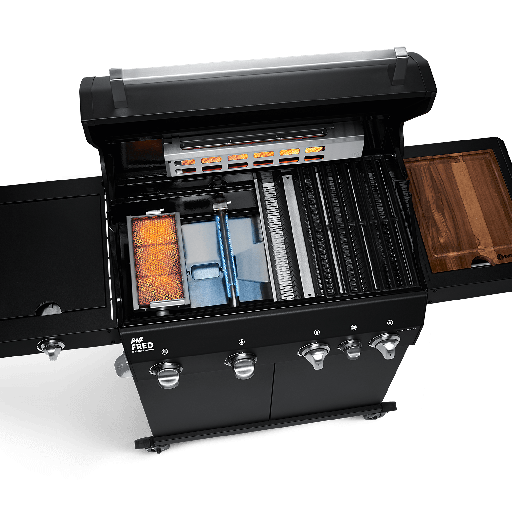 Burnhard Big FRED - 4-Burner Gas Grill Deluxe Black Edition - Series 3 with Cast Iron Grate