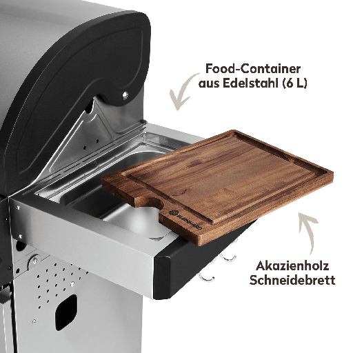 Burnhard FRED - 3-Burner Gas Grill Deluxe Stainless Steel - Series 3 with Cast Iron Grate