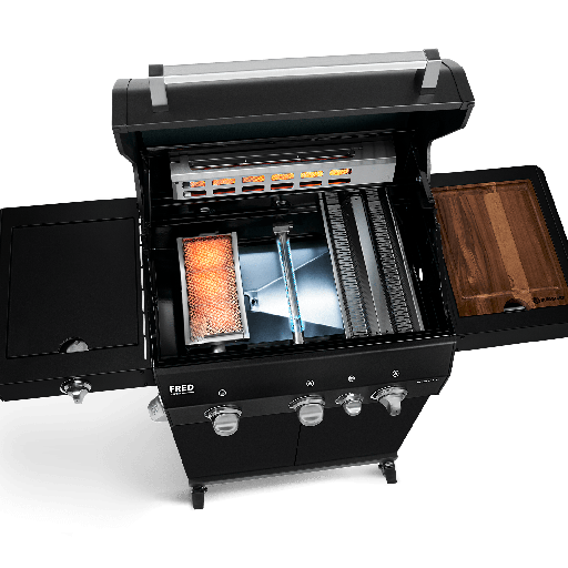 Burnhard FRED Deluxe - 3-Burner Gas Grill Deluxe Black Edition - Series 3 with Stainless Steel Grate