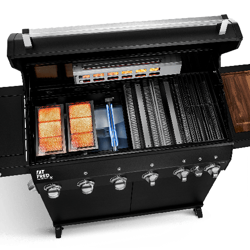 Burnhard Fat FRED - 6-Burner Gas Grill Deluxe Black Edition - Series 3 with Cast Iron Grate