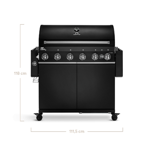Burnhard Fat FRED - 6-Burner Gas Grill Deluxe Black Edition - Series 3 with Stainless Steel Grate