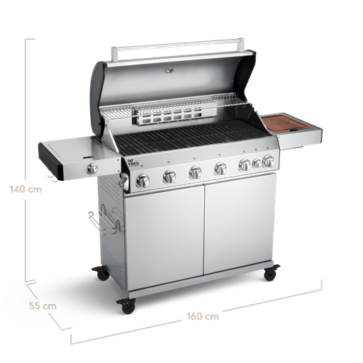 Burnhard Fat FRED - 6-Burner Gas Grill Deluxe Stainless Steel - Series 3 with Stainless Steel Grate