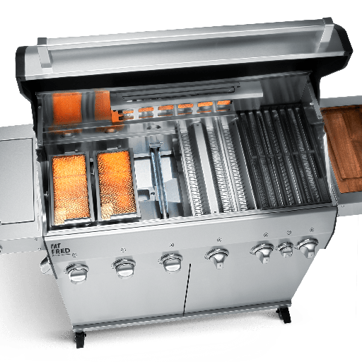 Burnhard Fat FRED - 6-Burner Gas Grill Deluxe Stainless Steel - Series 3 with Stainless Steel Grate