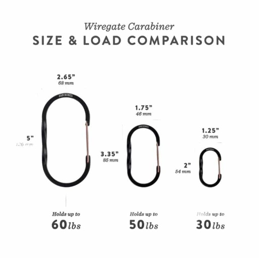 BareBones - Wiregate Carabiner Small 3pc - Black