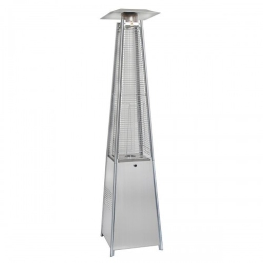 Pyramid Style Gas Patio Heater In Stainless Steel with wheels