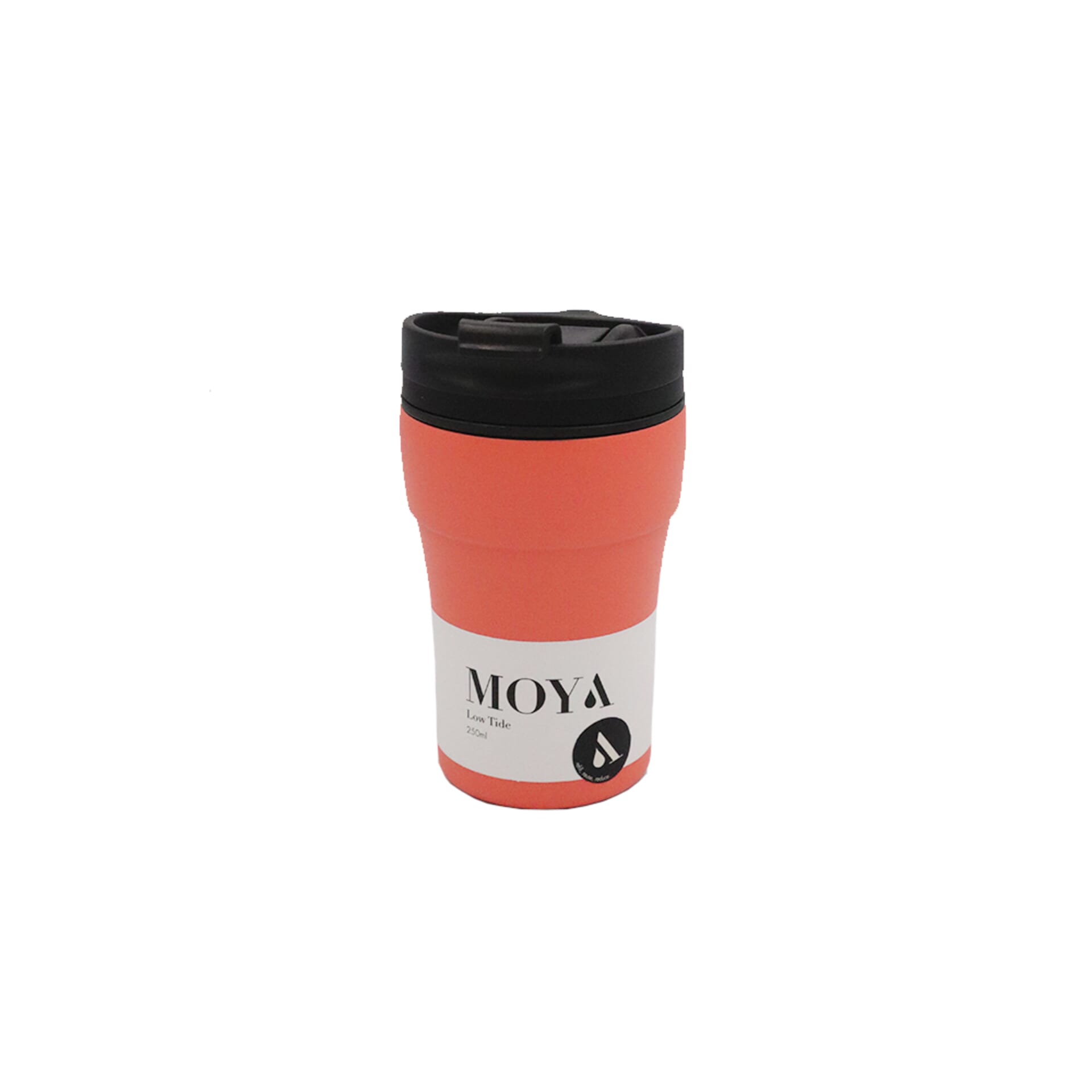 Moya "Low Tide" 250ml Travel Coffee Mug Black/Coral