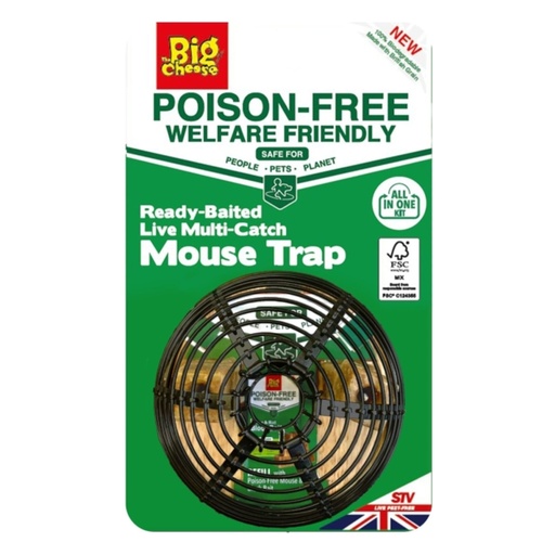 STV - Ready-Baited Live Multi-Catch Mouse Trap - Black